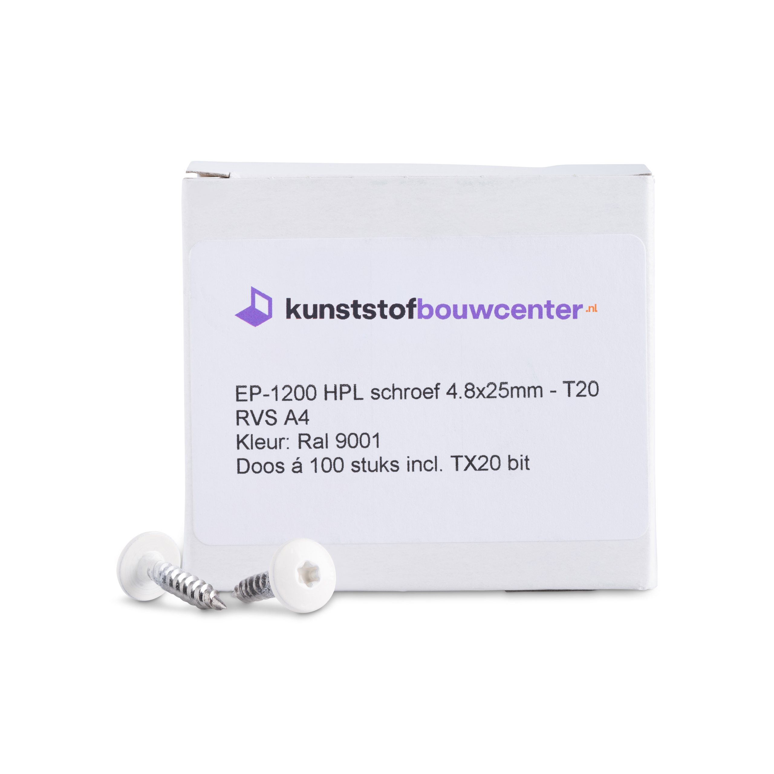 KBC Duraline HPL gevelschroef - 4,8x38 mm RAL 9010 wit (bestelnr. 0830)