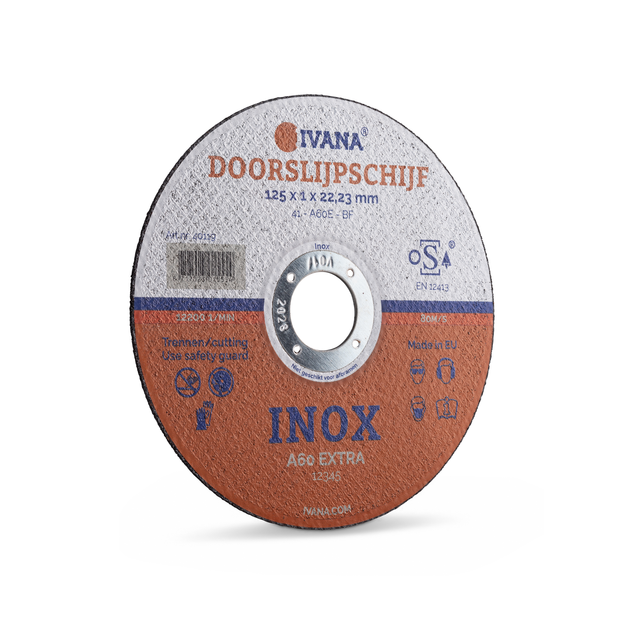 Doorslijpschijf INOX A46/60 Metaal (per 25 stuks) 125x1x22,2 mm (bestelnr. 0895)