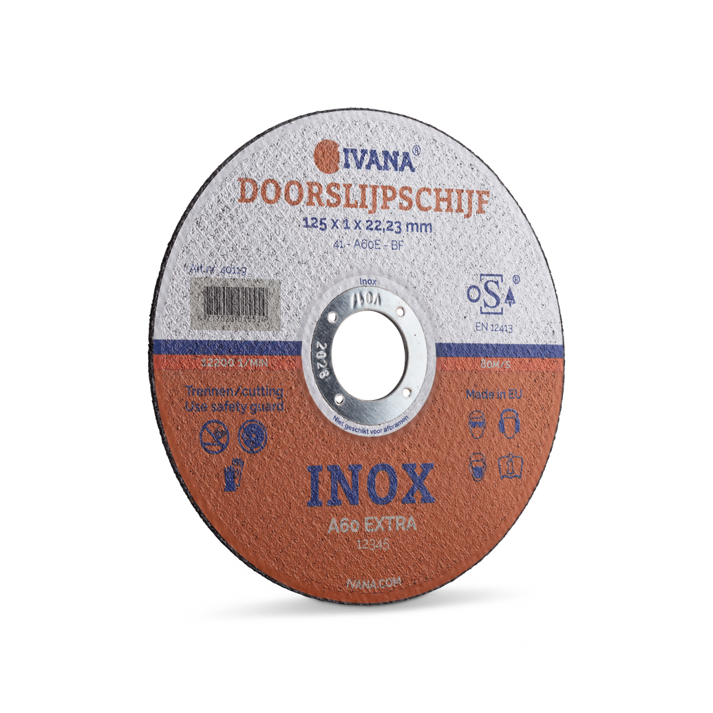 Doorslijpschijf INOX A46/60 Metaal (per 25 stuks) 125x1x22,2 mm (bestelnr. 0895)