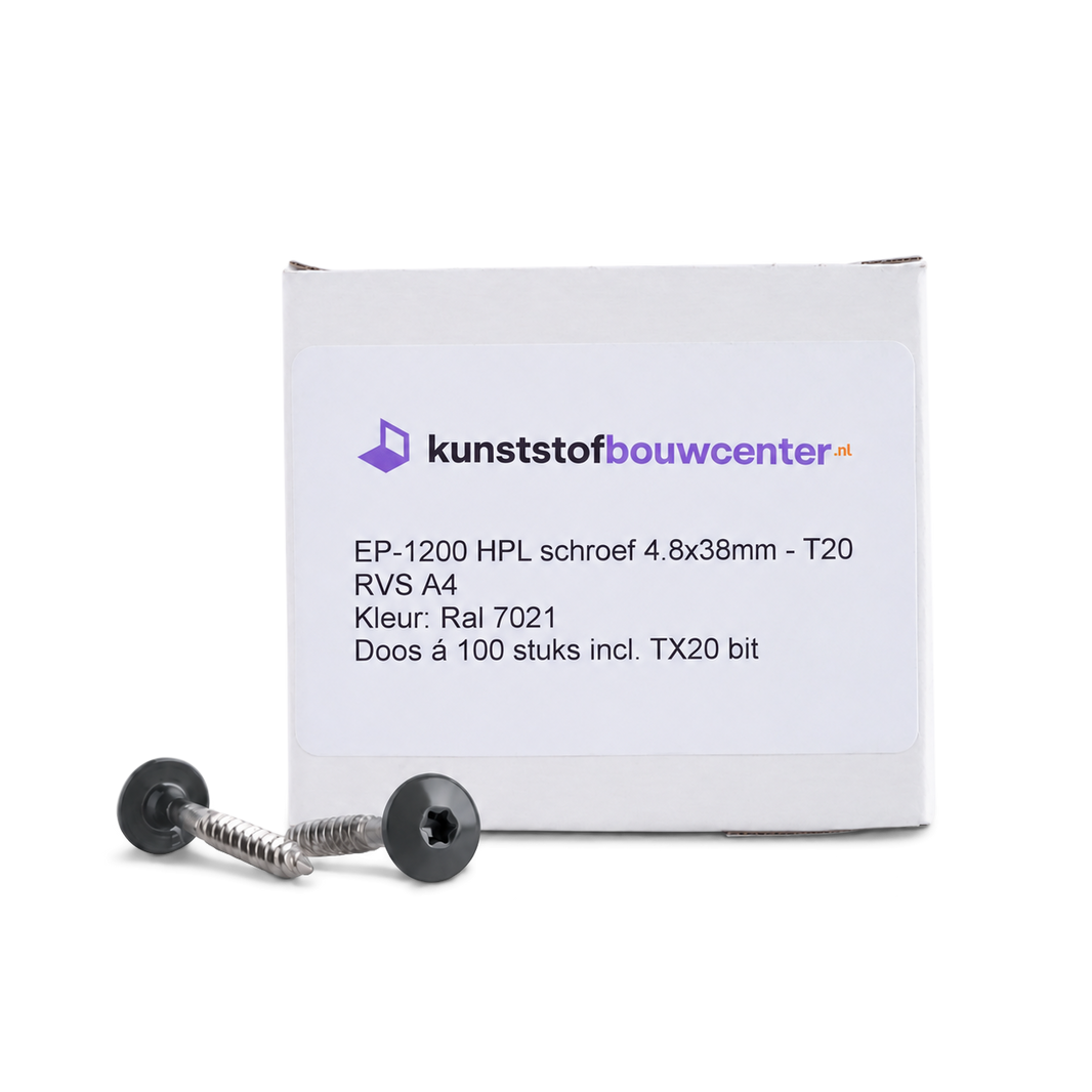 KBC Duraline HPL gevelschroef - 4,8x38 mm RAL 7021 zwartgrijs (bestelnr. 0830)