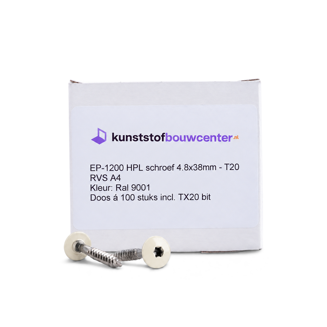 KBC Duraline HPL gevelschroef - 4,8x38 mm RAL 9001 crème (bestelnr. 0830)